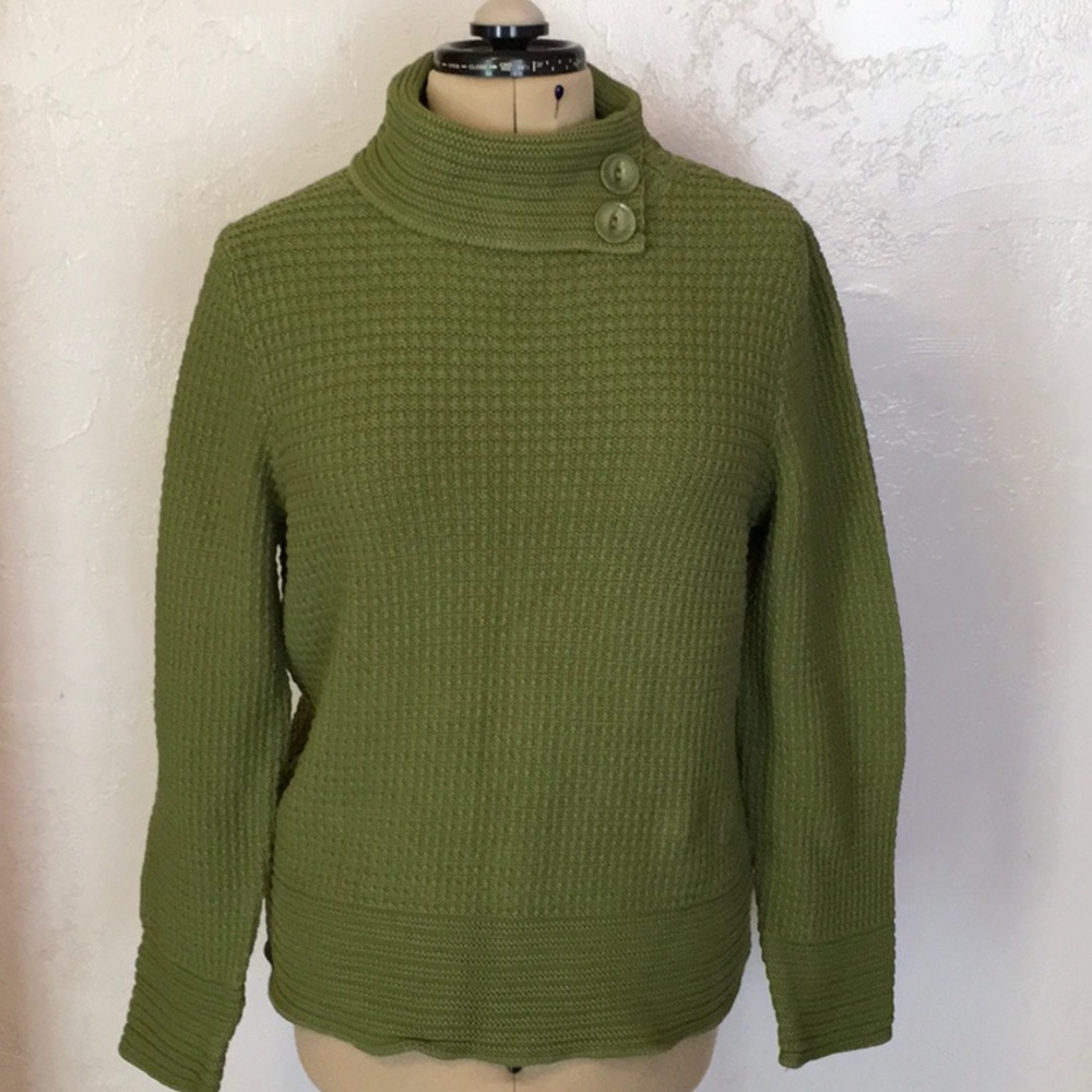 Splendor green 2 button modified turtleneck